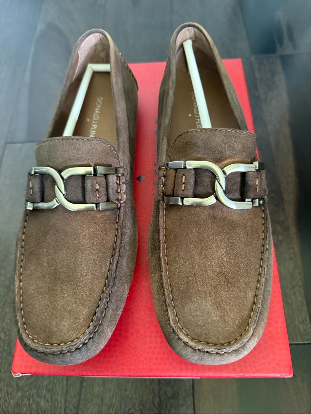 Donald J. Pliner Brown Suede Bit-Detail Men’s Loafers